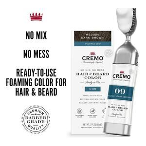 Cremo • HAIR & BEARD COLOR N° 9 • MEDIUM DARK BROWN • No Mix • No Mess Kit NEW